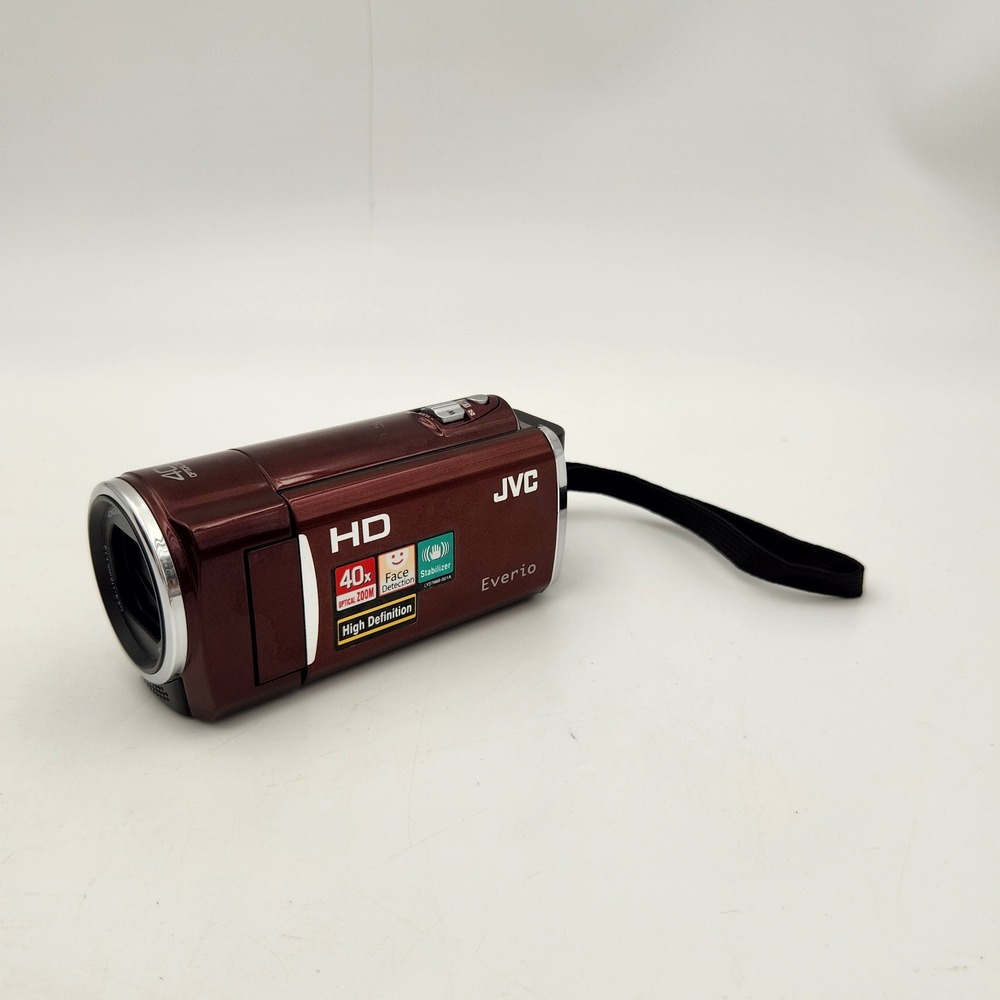JVC Everio HD Camcorder Burgundy Red 40x Optical Zoom Konica Minolta Bundle